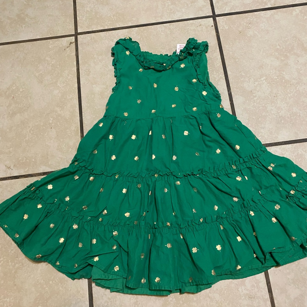 Green Floral Kids Dress